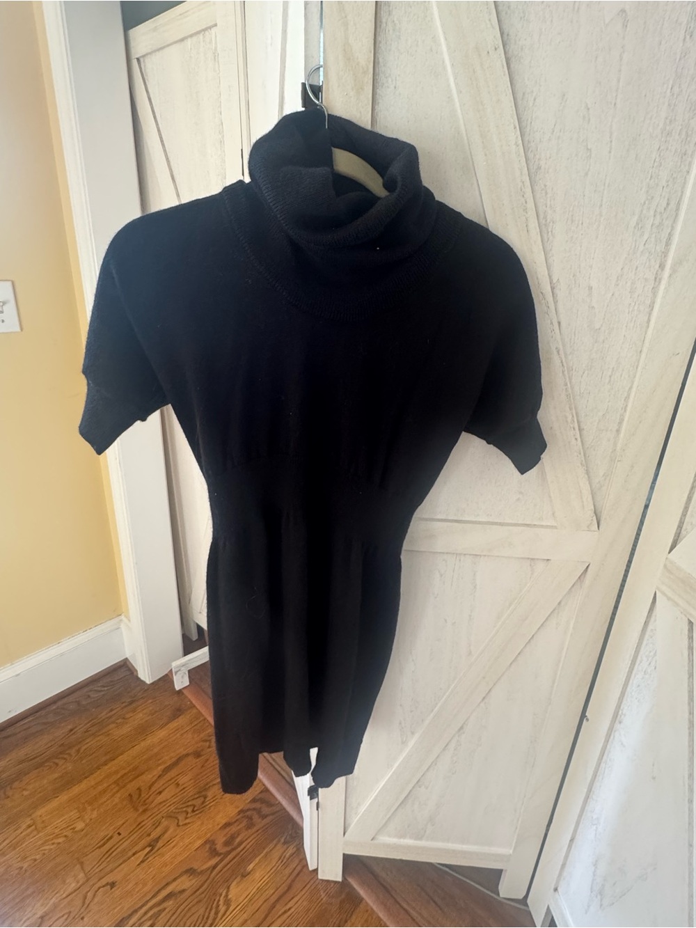 LOFT Black Short-Sleeve Cowlneck Sweater Dress